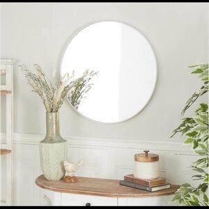 NEW UMA White Wooden Wall
Mirror with Thin Minimalistic Frame,
24" x 1" x 24"